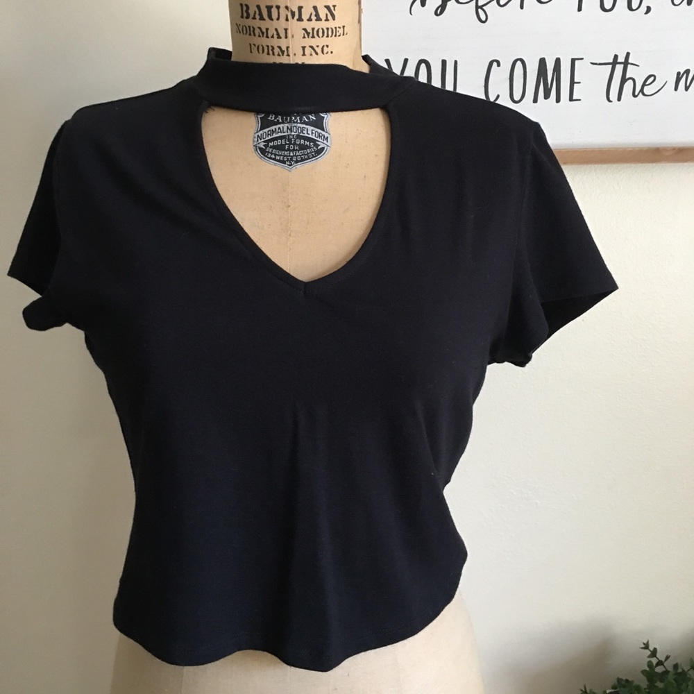 Black CropTop with Cute neck cutout